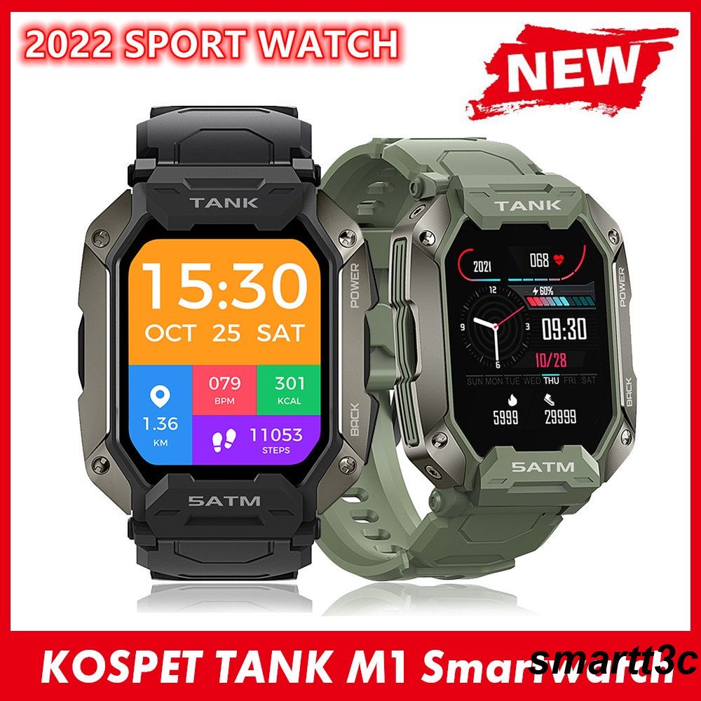 KOSPET TANK M1 Smartwatch Rugged Ngoài Trời Không Thấm Nước Đồng Hồ Thể Thao Cho Android IPhone