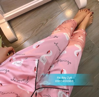 Bộ lụa Pijama tay cộc quần dài