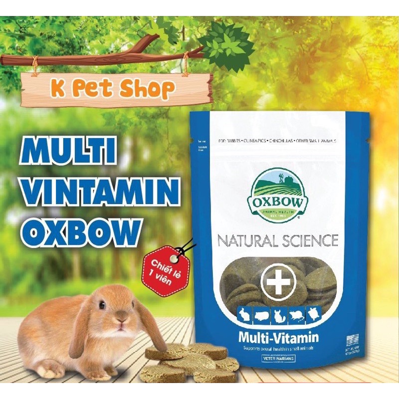 MULTI VITAMIN OXBOW Túi Nhỏ  FREE SHIP  Bánh Cỏ Mài Răng Thức Ăn Cho Thỏ, Bọ, Hamster, Chinchillas .