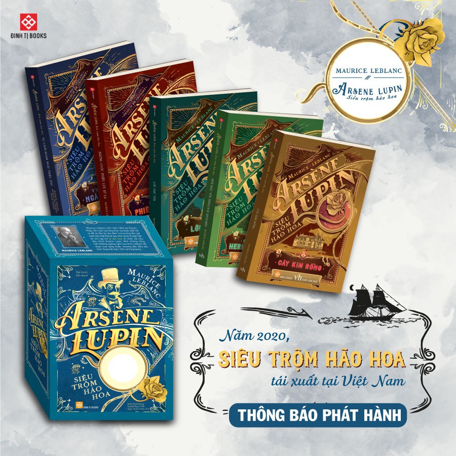 SÁCH - Box set Arsène Lupin - Siêu trộm hào hoa (trọn bộ 5 cuốn) (Tặng kèm kính lúp)