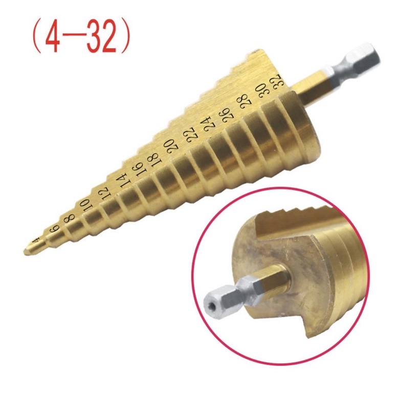 Bộ 3 mũi khoan bước phủ titan siêu cứng, đường kính 4-32mm