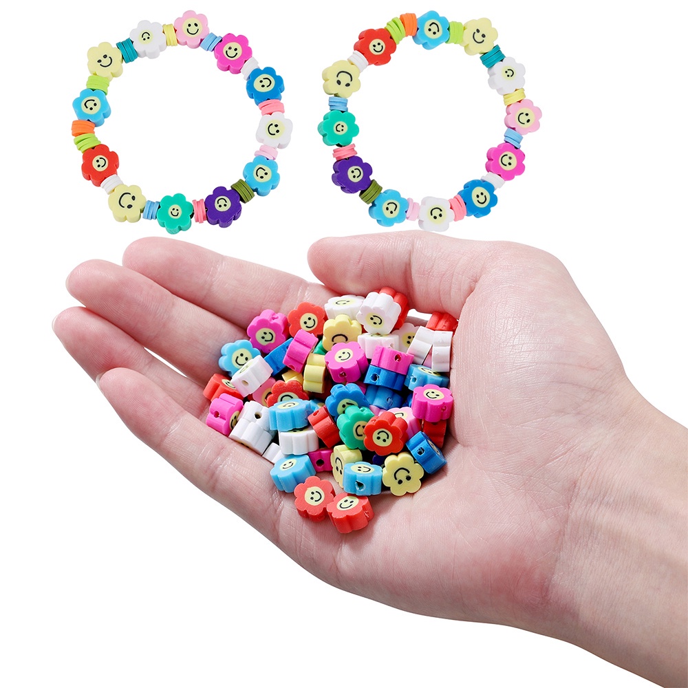 Set 100 hạt cườm hình bông hoa hướng dương màu sắc làm dây đeo mắt kính/ dây chuyền / vòng tay thủ công DIY đẹp mắt