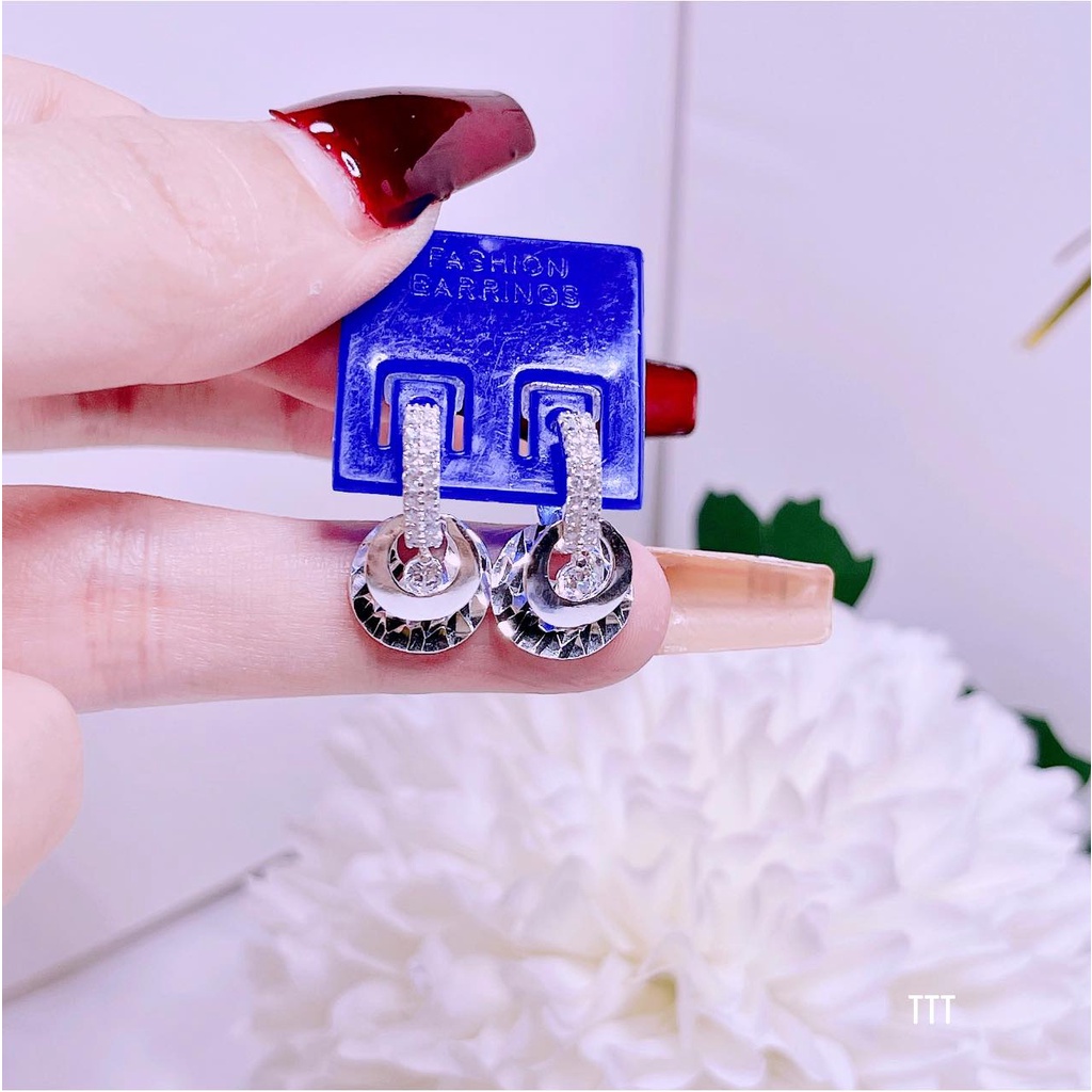 Bông tai khuyên tròn bạc ta 925 nữ sang chảnh nhẹ nhàng xinh xắn,MS085 phụ kiện trang sức,vàng bạc an chi