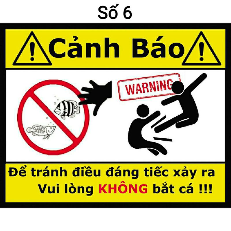 [Mã PET50K giảm Giảm 10% - Tối đa 50K đơn từ 250K] Sticker cảnh báo cấm nghịch cá | tem dán cảnh báo bể cá