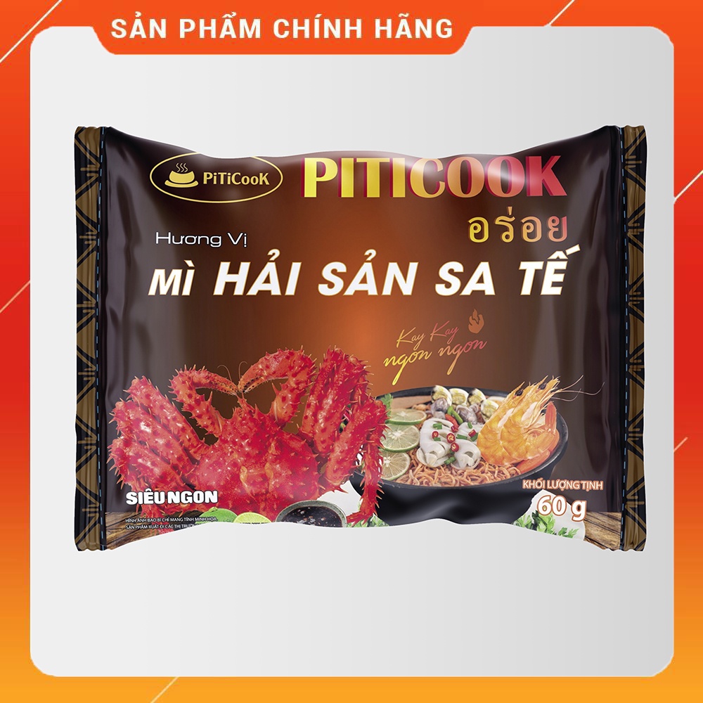 Mì tôm vị Hải sản sa tế đậm vị, siêu ngon chính hãng Piticook công nghệ Thái Lan 60g