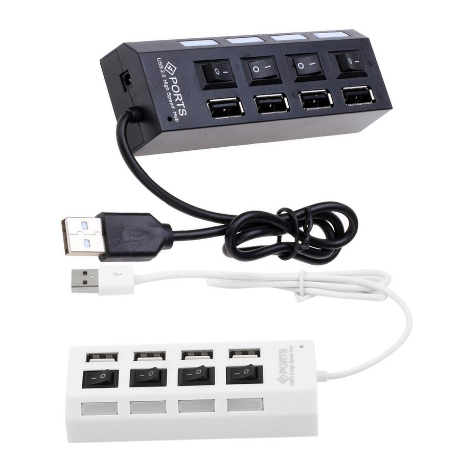 High Speed 4 Port USB 2.0 External Multi Expansion Hub with ON / OFF Switch