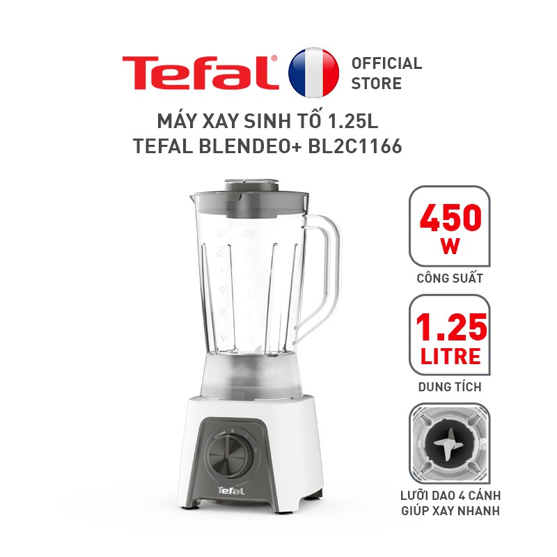 [Mã ELTEFALWL5 giảm 10% đơn 500K] Máy xay sinh tố Tefal Blendeo+ BL2C1166 - 450W, 1.25L