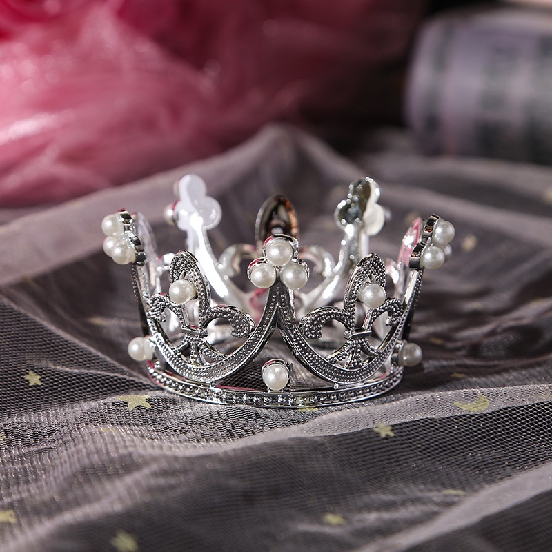 Đồ trang trí bánh sinh nhật  vượng miện đính hạt nhựa nhỏ