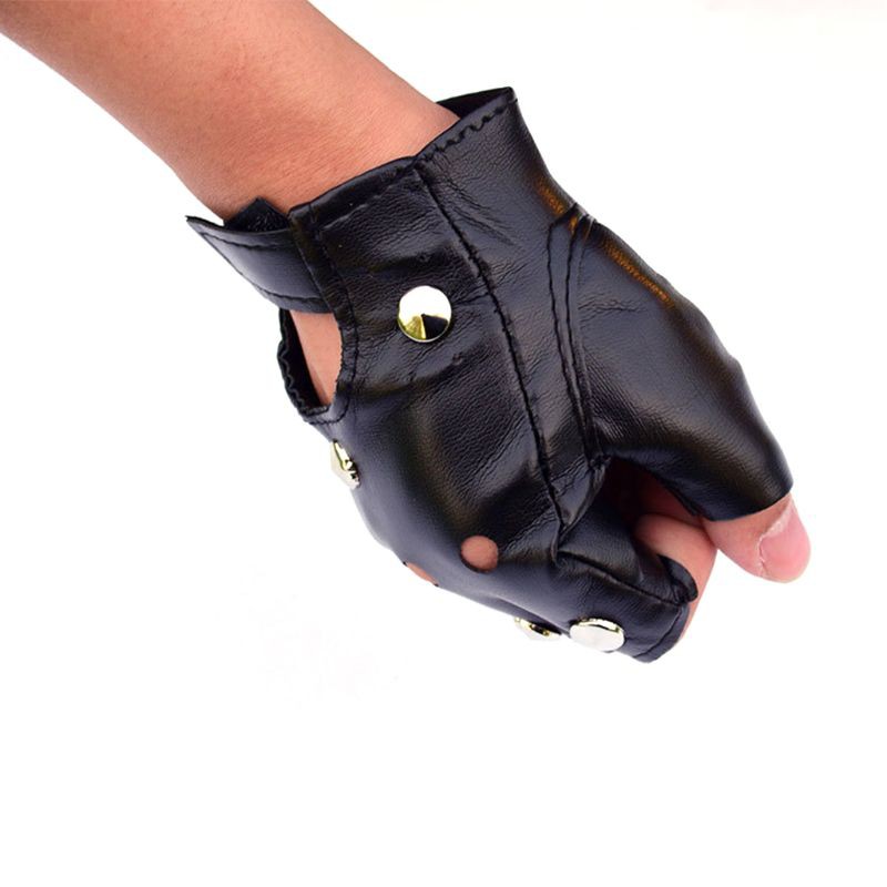 Găng tay giả da hở ngón trang trí lỗ nhảy đường phố cho nam