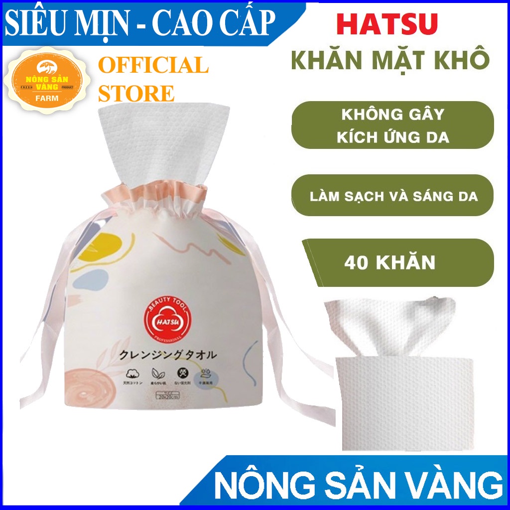 Khăn Lau Mặt Dùng 1 Lần, Khô Đa Năng Nhật Bản Hatsu, Lau Khô, Lau Ướt, Tẩy Trang 40 Khăn