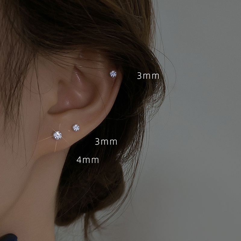 Đôi bông tai đính đá zircon đơn giản tinh tế