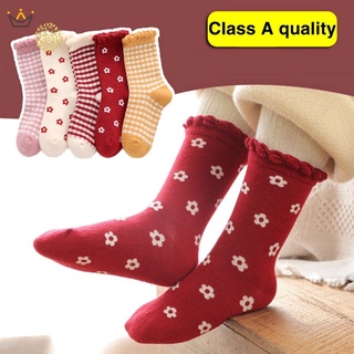 Set 5 đôi vớ cao cổ chất liệu cotton in họa tiết chủ đề giáng sinh đáng yêu cho bé 0-12 tuổi YKD MM