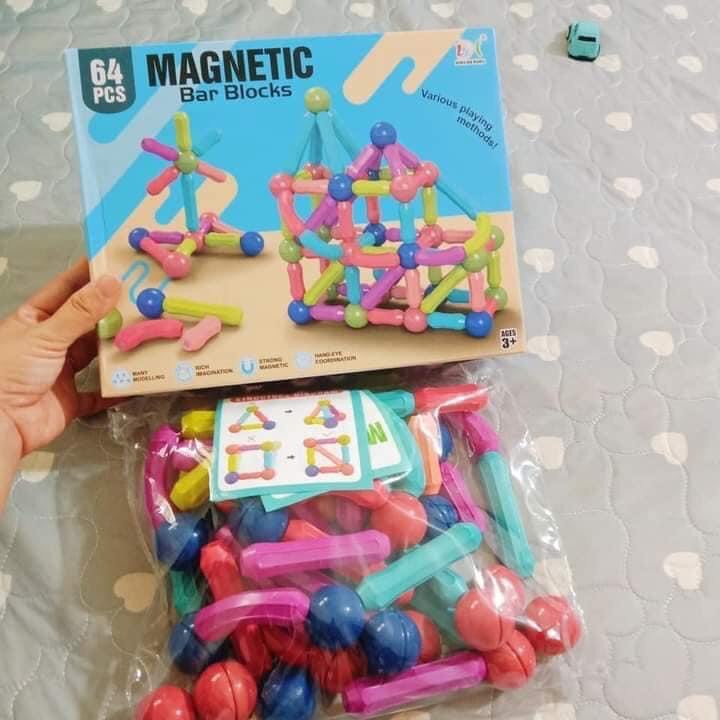 Bộ đồ chơi nam châm thông minh 64 chi tiết cho bé thoả sức sáng tạo