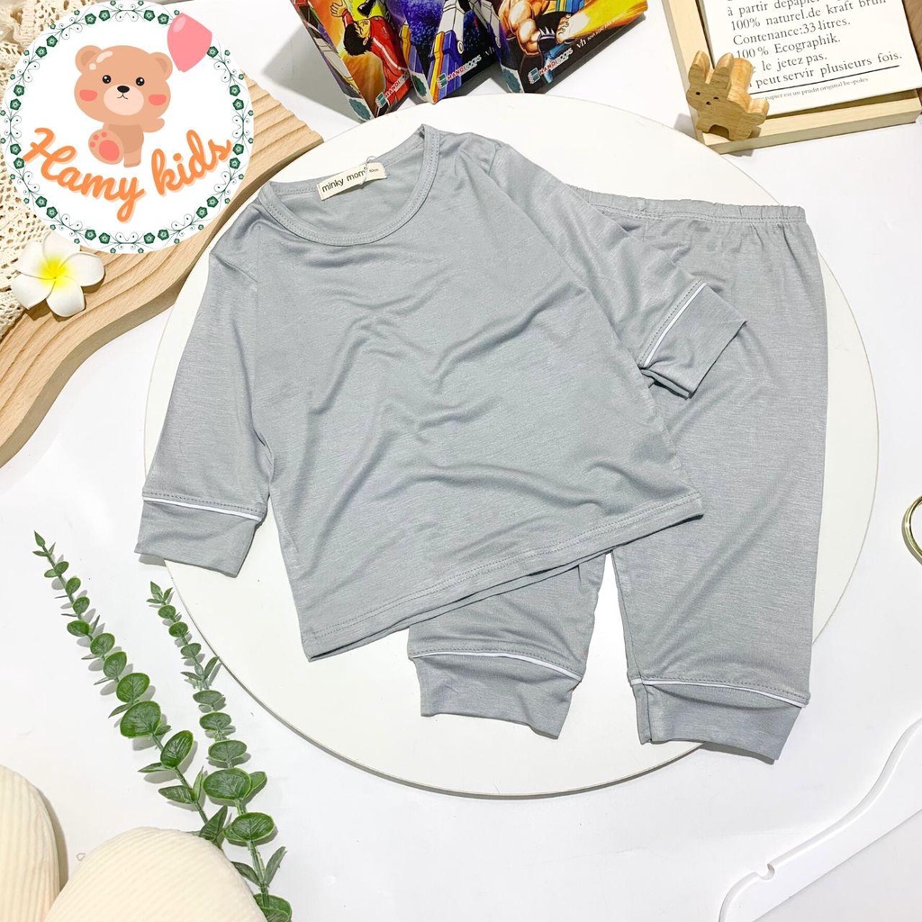 Bộ Áo Lửng Quần Lửng Minky Mom Chính Hãng Thun Lạnh Màu Trơn Đồ Ngủ Bé Trai Bé Gái Từ 0-5 Tuổi Dưới 20kg - Hamykids
