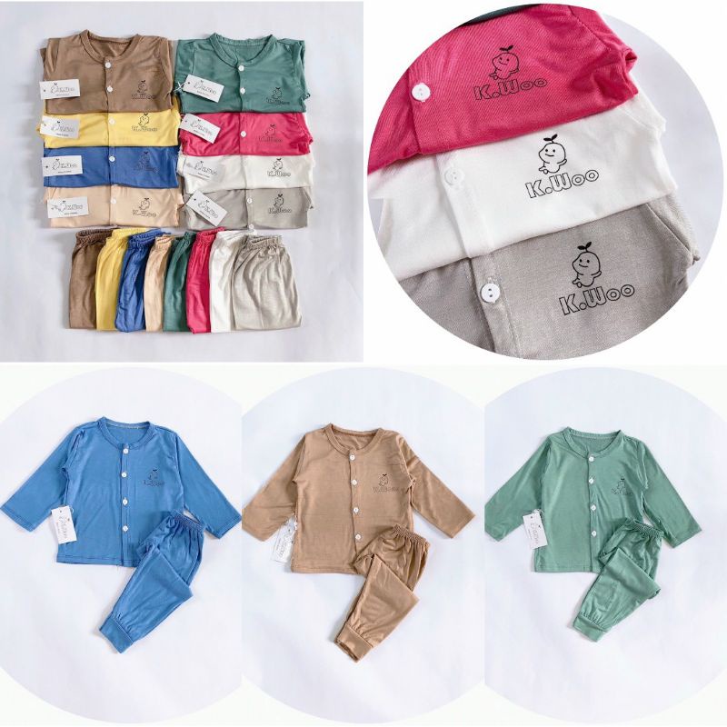 BỘ THUN LẠNH PEPTET DÀI TAY ĐÓNG CÚC K.WOO CHO BÉ TRAI BÉ GÁI 7-18KG