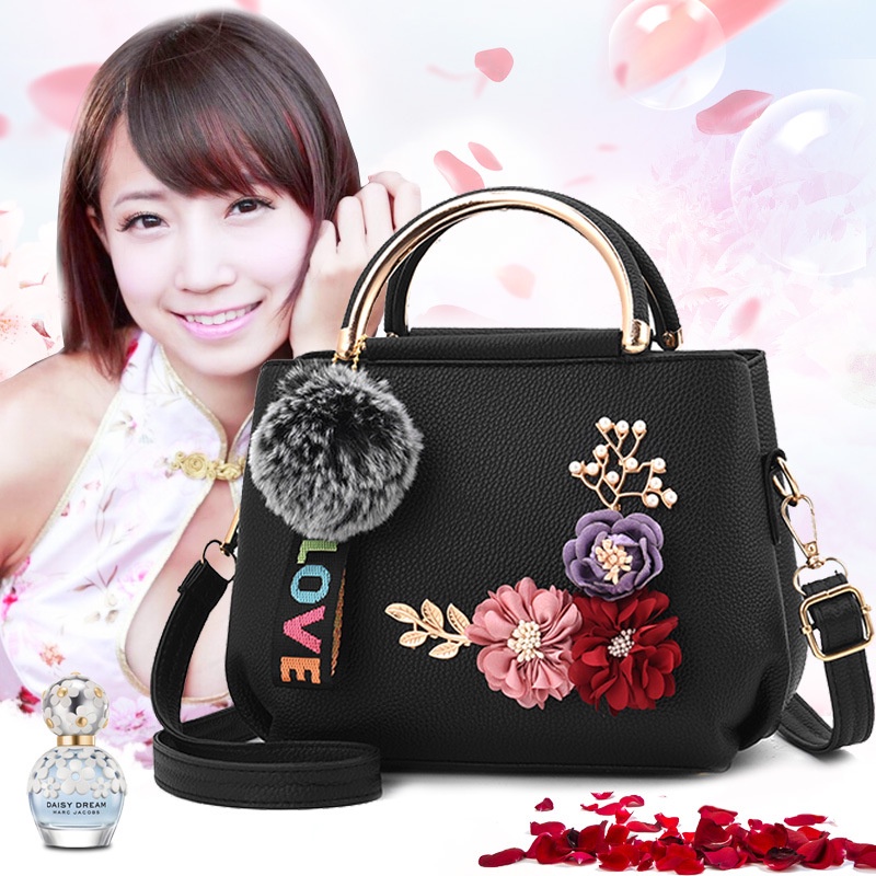 Túi xách nữ công sở cao cấp cỡ nhỏ 23cm đính hoa da thời trang sang trọng HER BAG TXN022