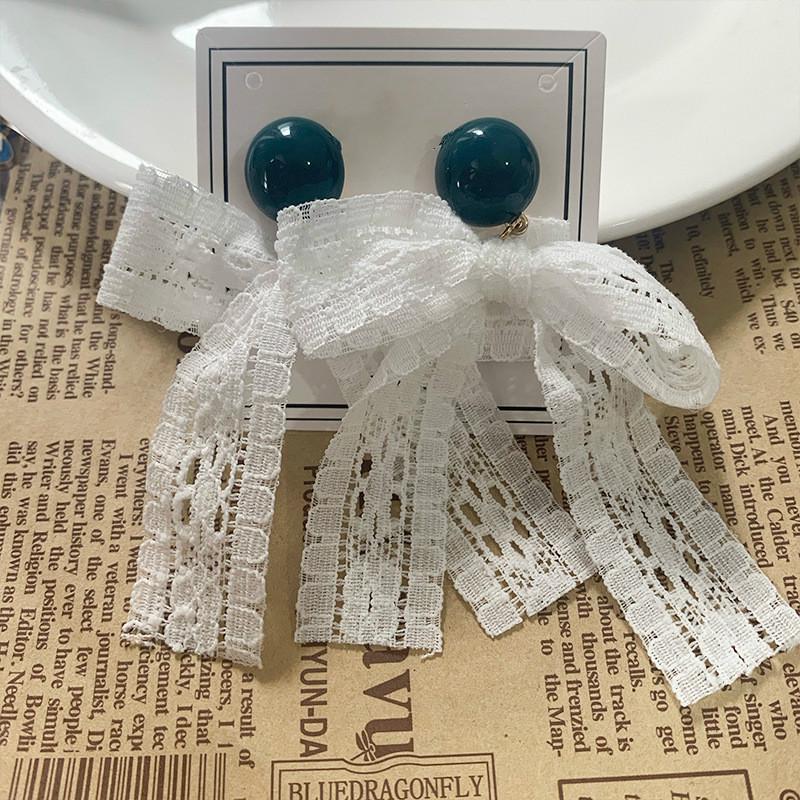 Korea Ins Lace Bow Retro Girl Fashion Cute Long Earrings | BigBuy360 - bigbuy360.vn