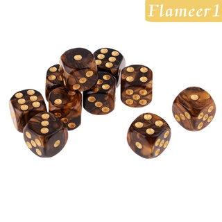 [Flameer1] 10 Bộ xúc xắc trò chơi 6 mặt, 10 màu trong suốt Màu đen ngô vuông