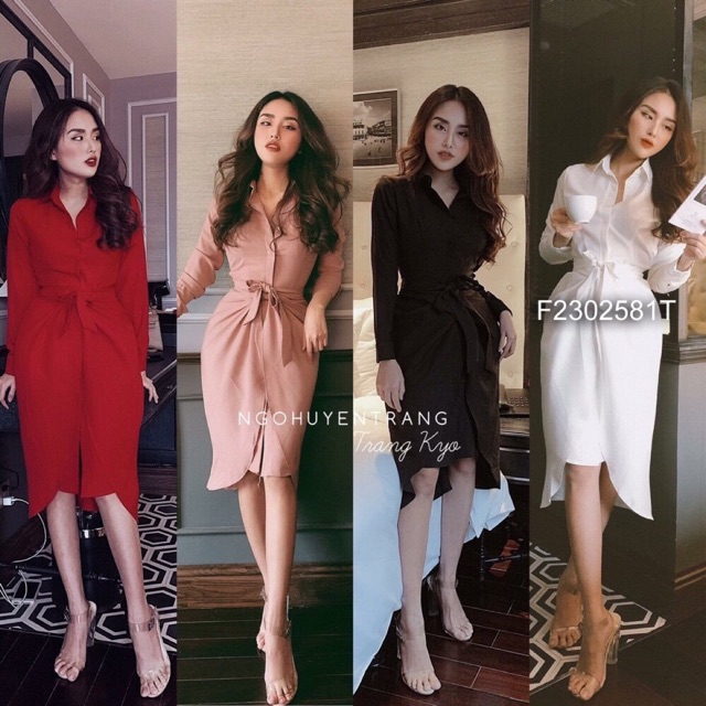 Đầm body sơ mi nơ eo Chất liệu: chất cát đẹp Màu sắc: y hình Freesize. Hàng thiết kế 💰Giá lẻ: #295k ----♡-----♡----
