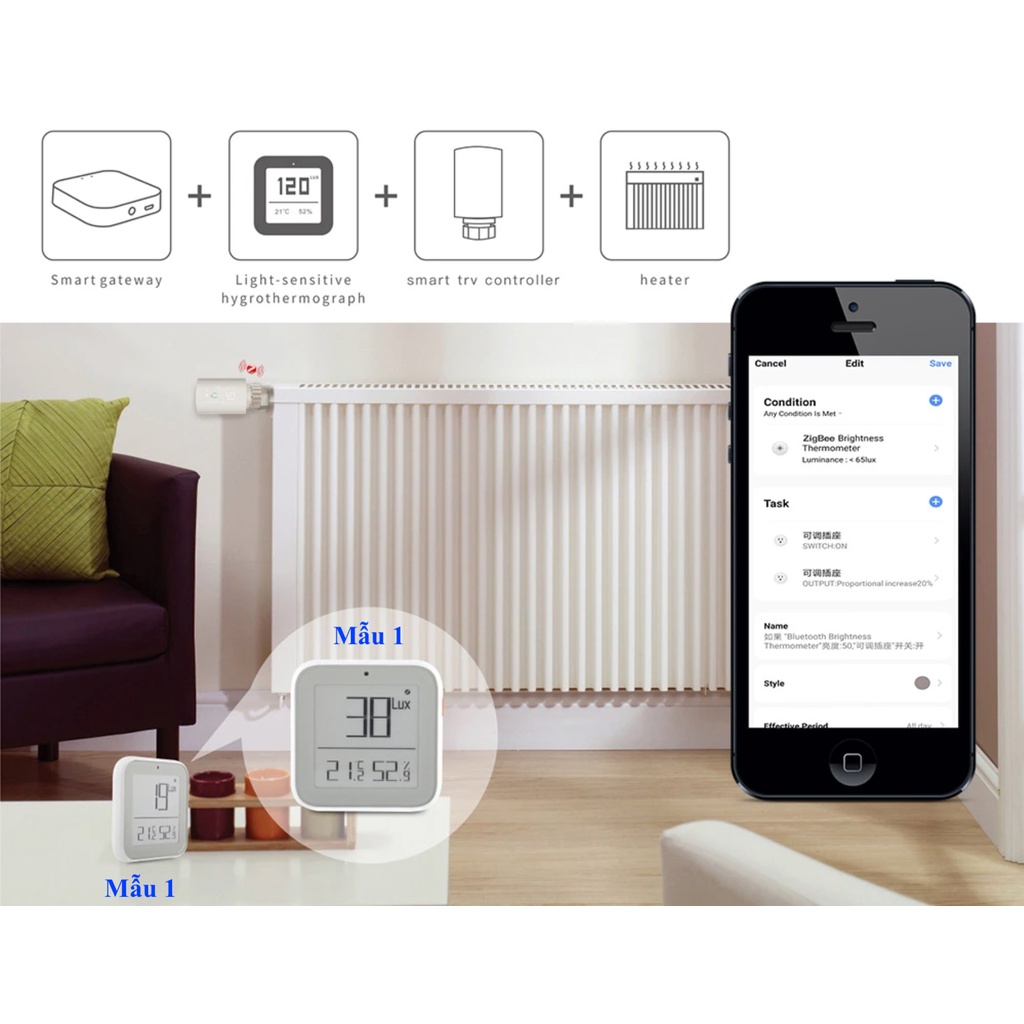 Cảm biến nhiệt độ, độ ẩm thông minh Hệ Tuya, kết nối Zigbee 3.0, App Smart Life/ Tuya/ Home Assistant