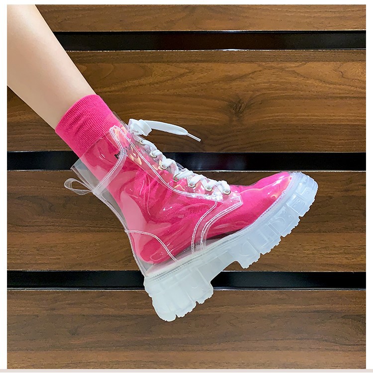 Giày boot nữ cao cổ trong suốt 🧦 TẶNG 01 ĐÔI TẤT NGẪU NHIÊN 🧦 Đế cao 5cm chống trơn trượt, chống mài mòn | BigBuy360 - bigbuy360.vn