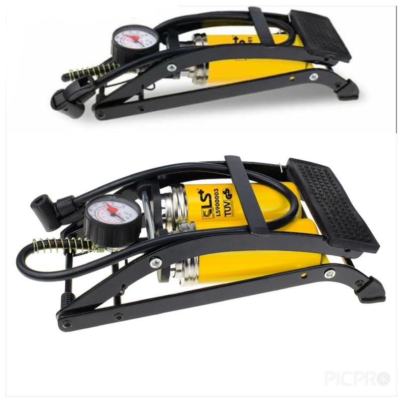 Bơm Đạp Chân Ô Tô, Xe Máy, Bơm Bóng 1 ống -2 ống Chính Hãng LS (Màu Vàng LS900001)