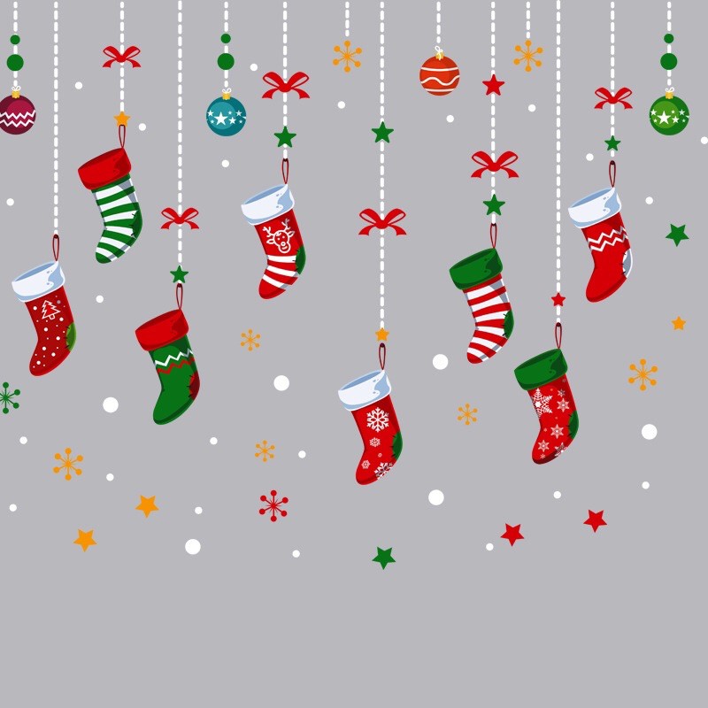 Decal trang trí Noel - Rèm vớ hiện đại mẫu mới