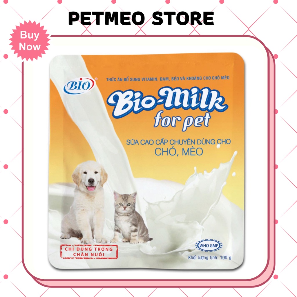 Sữa cho chó mèo Bio Milk for pet 100gr bổ sung dinh dưỡng cho mèo con