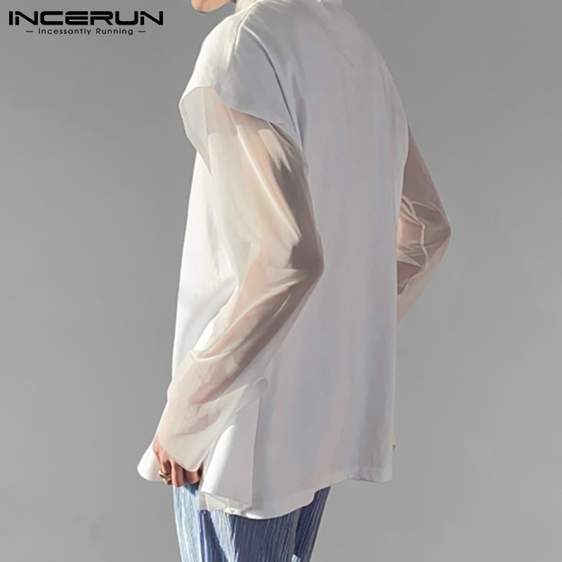 Áo thun INCERUN không tay cổ tròn màu trơn thời trang mùa hè cho nam