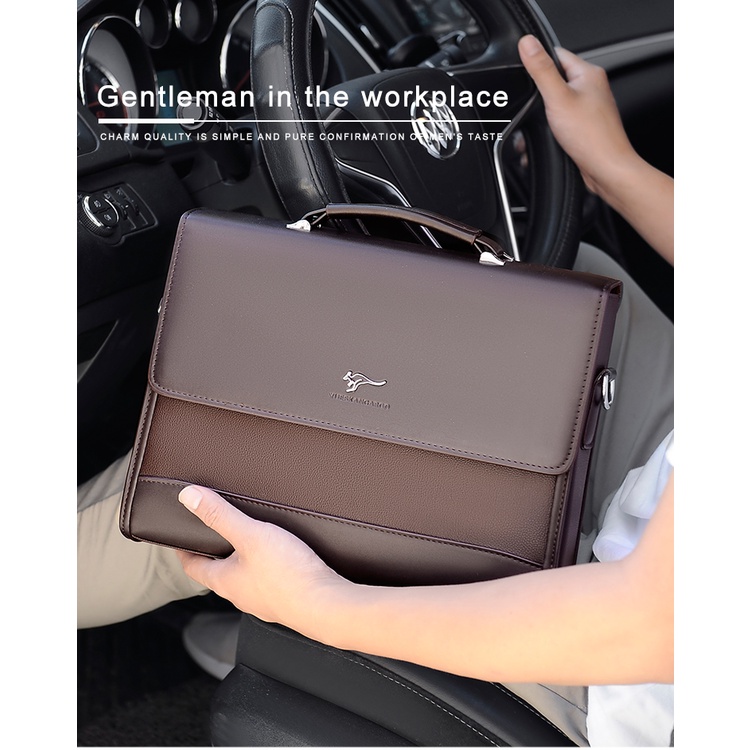 Túi xách đựng laptop/tài liệu bằng da PU phong cách doanh nhân thời trang cho nam