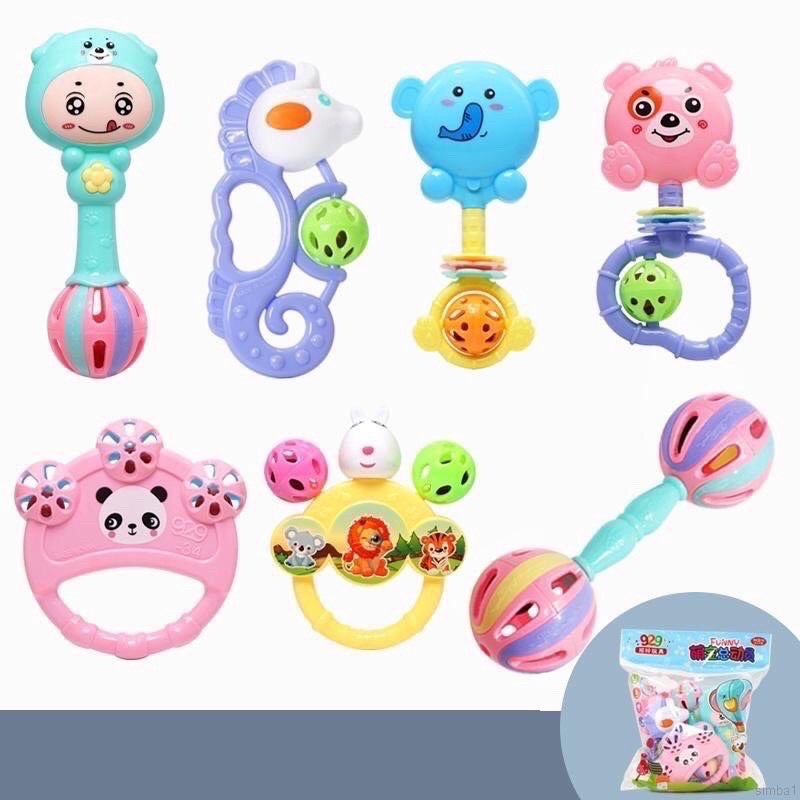 Đồ Chơi Xúc Xắc Lục Lạc 7 Món Hình Thú Ngộ Nghĩnh An Toàn Cho Bé