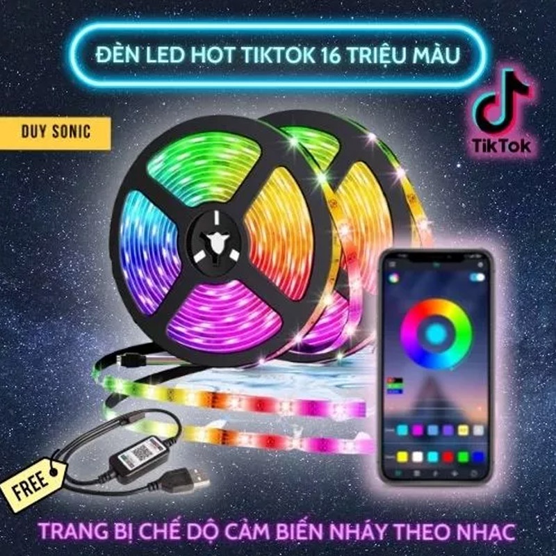 Đèn Led TikTok Dây Trang Trí 5M/10M Đổi Nhiều Màu Có Điều Khiển, Dây Đèn Led Trang Trí 16 Triệu Màu Chống Nước