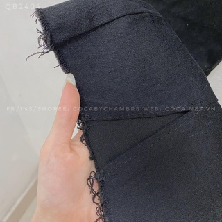 [QB2404] Quần jeans đen loe xẻ giữa mã 2404 (Có sẵn/Ảnh thật)