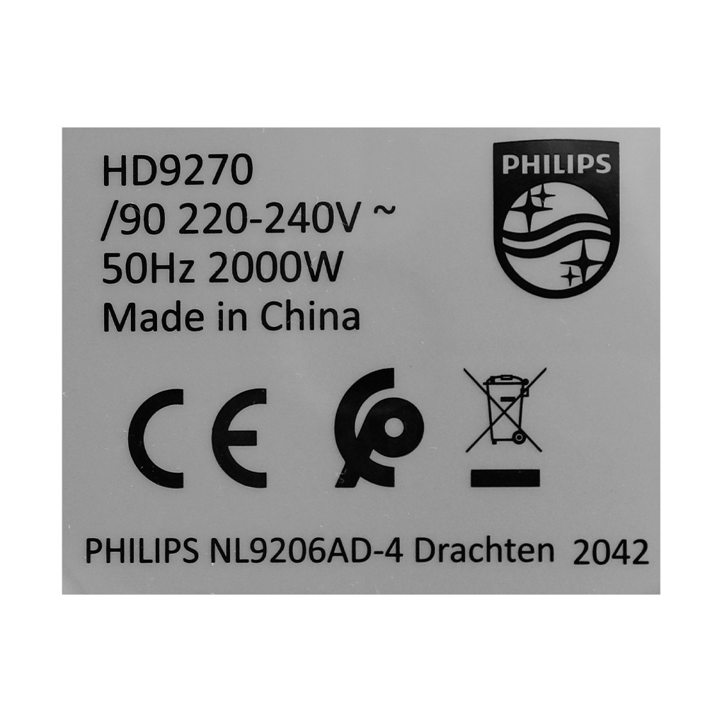Nồi chiên không dầu Philips HD9270/90 6.2L/3L - Hàng chính hãng