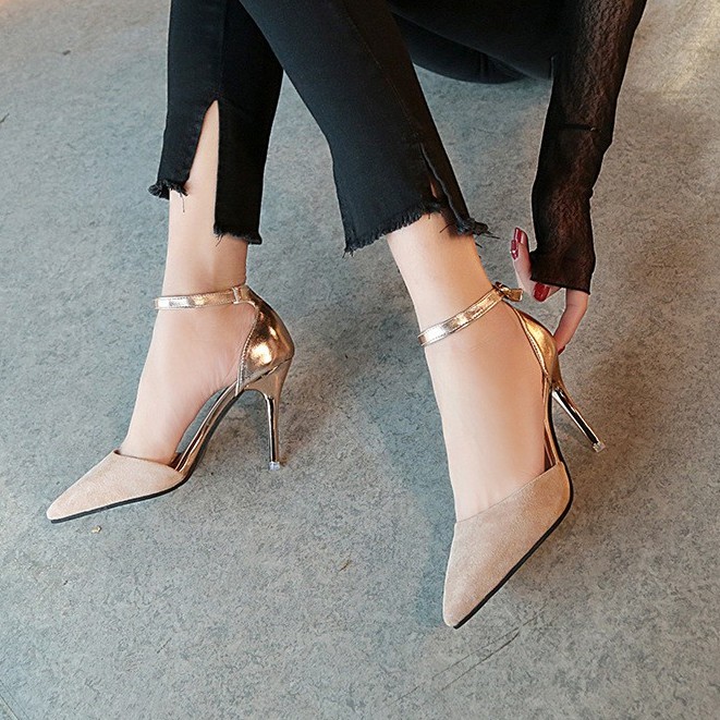 Giày cao gót nhọn 8p bít mũi gót đồng