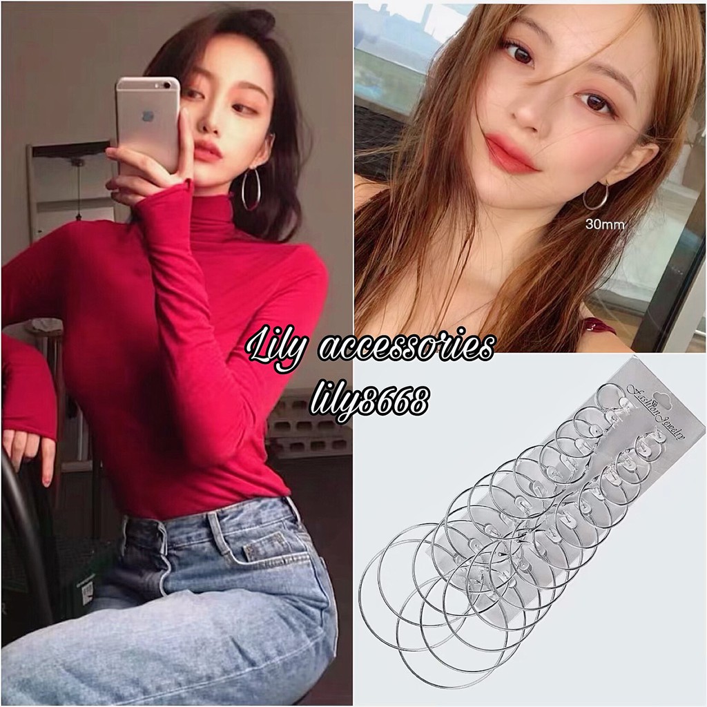 set 12 khuyên tròn nhiều size xi bạc cá tính