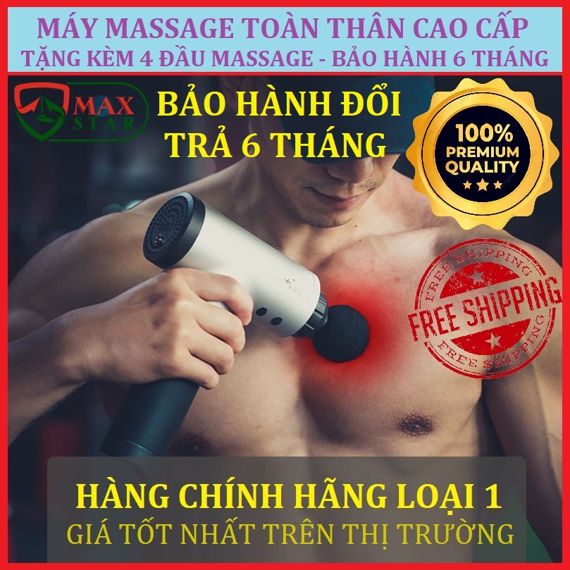 Súng massage cầm tay súng massage cầm tay 4 đầu 6 chế độ Máy massage MẶT CỔ LƯNG CHÂN BỤNG cầm tay CAO CẤP CHÍNH HÃNG ✅