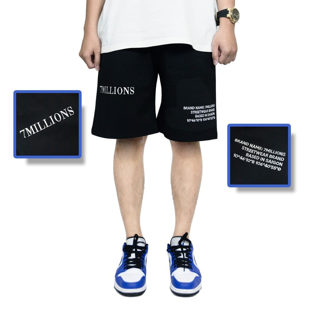 Quần short 7millions Basic Typography White - Đen | BigBuy360 - bigbuy360.vn
