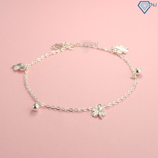 ☂∋Lắc chân nữ bạc ta cao cấp, vòng chân nữ bạc ta hình cỏ 4 lá may mắn LCN0068 - Trang Sức TNJ