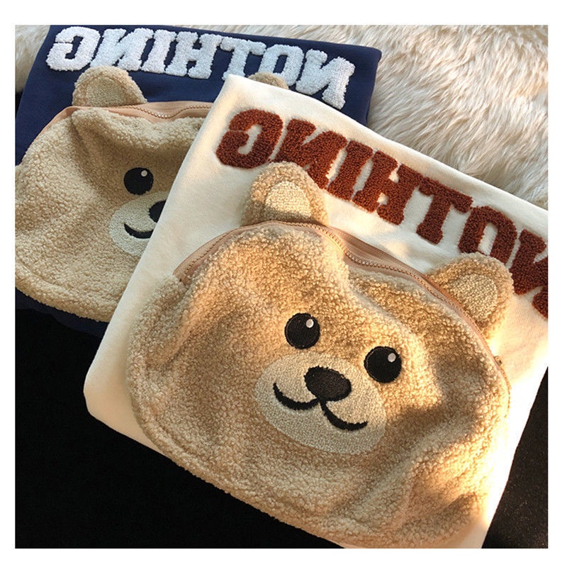 Áo Sweater Dáng Rộng Cỡ Lớn In Hình Gấu Dễ Thương Cho Nam Và Nữ