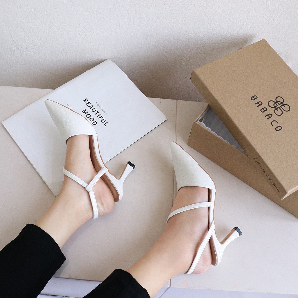 ZZ99- Giày/ dép cao gót 7 phân gót nhọn, sandal Slingback bít mũi thời trang công sở đẹp