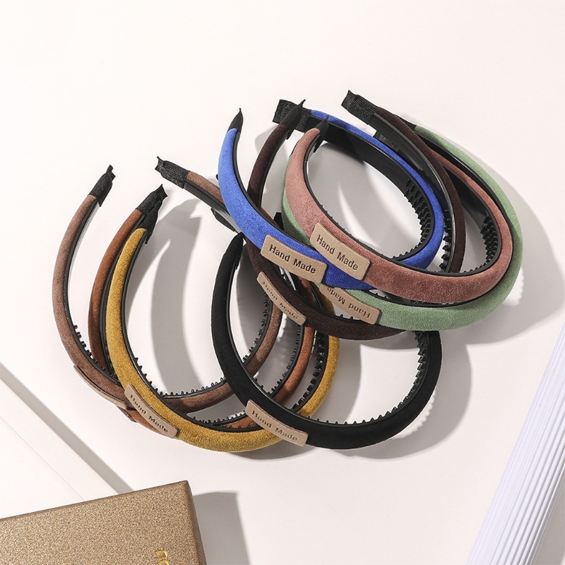 Băng Đô Cài Tóc Bằng Xốp Dày Dặn Màu Trơn Không Trượt Răng Phong Cách Vintage Thanh Lịch