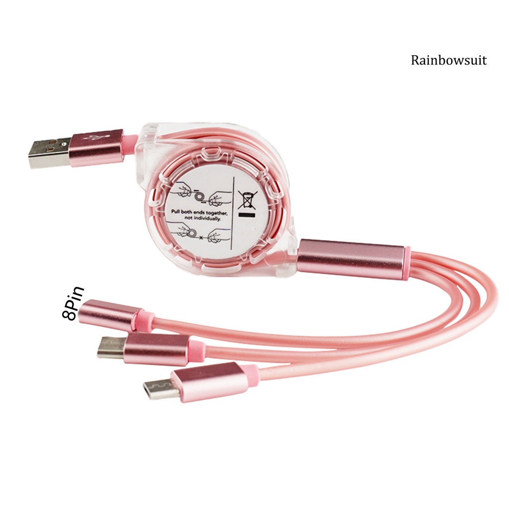 Dây Cáp Sạc Nhanh RB 3 Trong 1 Type-c Micro-USB 8 Pin 2.4A Cho Điện Thoại