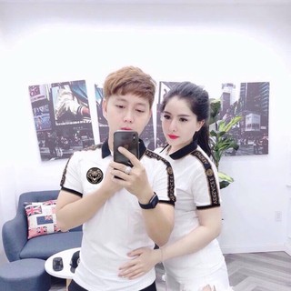 ÁO THUN CẶP NAM NỮ, ÁO CÓ CỔ THÊU LOGO CAO CẤP - LALASHOP1990
