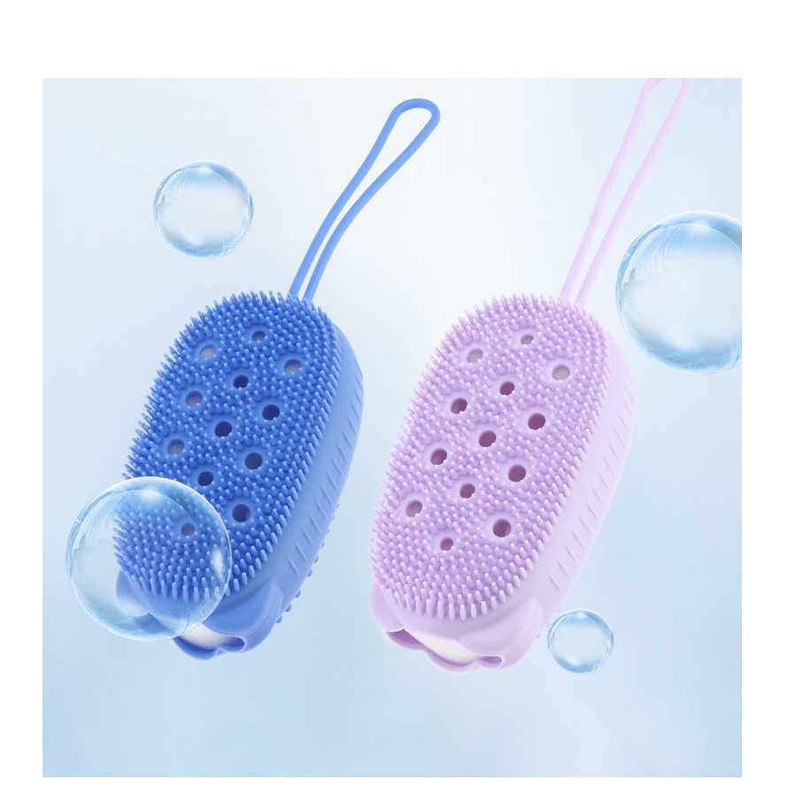 Bàn chải tắm massage hai mặt Chất liệu silicone NHẬT BẢN mềm mại đựng xà phòng tạo bọt tẩy da chết BC1 SUVADO