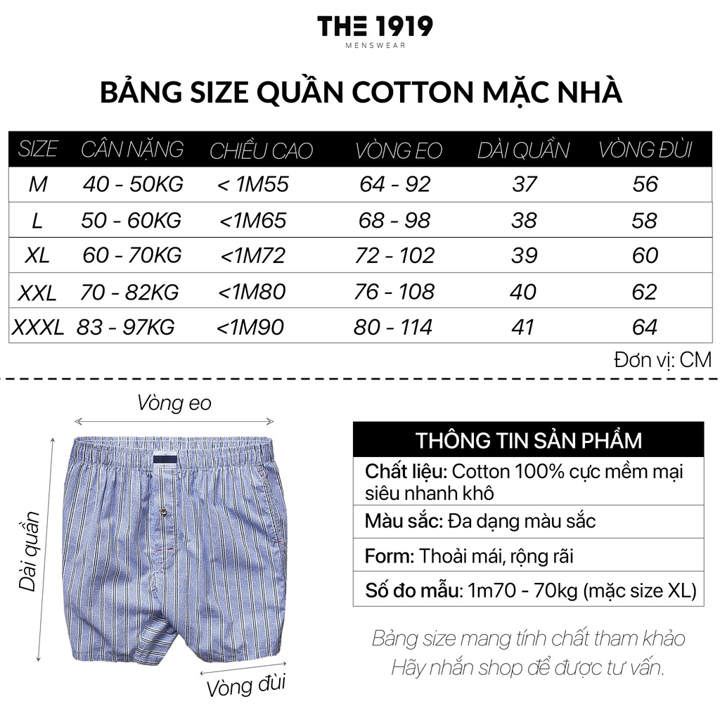 Quần đùi nam mặc nhà chất cotton 1919 Quần ngủ nam CT03