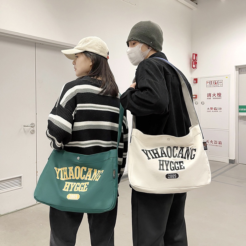 Túi Xách Canvas Cỡ Lớn In Chữ Thời Trang Cho Nam Nữ