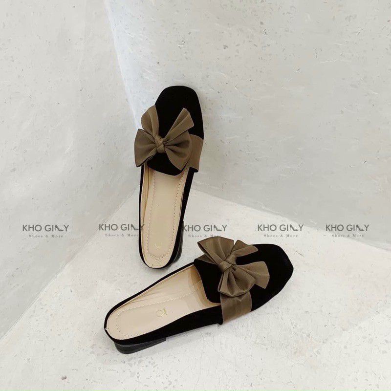 Giầy sục mũi vuông phối nơ siêu xinh hót