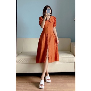 Váy cam cổ sen bèo tiểu thư