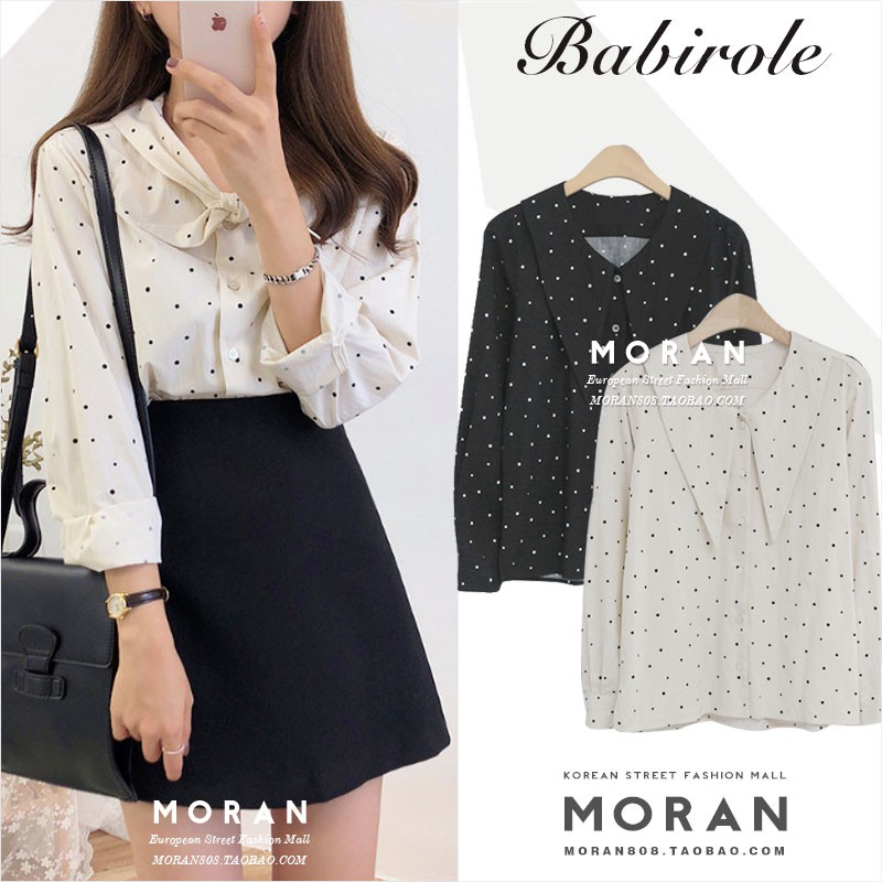 Áo Sơ Mi Cổ Buộc Nơ Chấm Bi MORAN (ORDER)
